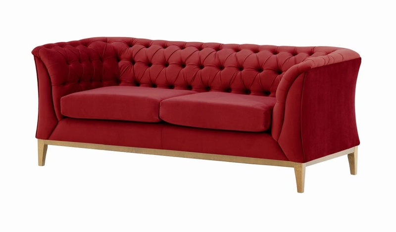 MODELL:  CHESTERFIELD MODERN ART „W“ 2-SITZER SOFA IN SAMTSTOFF „ VELOURS “ PREMIUM