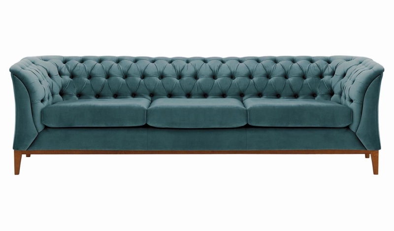 MODELL:  CHESTERFIELD MODERN ART „W“ 3-SITZER SOFA IN SAMTSTOFF „ VELOURS “ PREMIUM