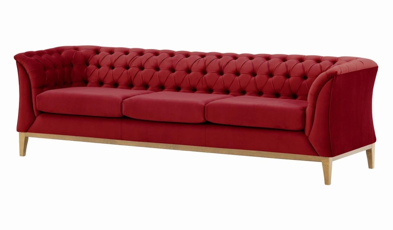 MODELL:  CHESTERFIELD MODERN ART „W“ 3-SITZER SOFA IN SAMTSTOFF „ VELOURS “ PREMIUM