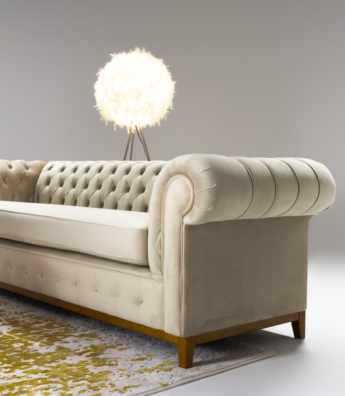 MODELL:  " CHESTERFIELD DIAMOND " 3-SITZER SOFA IN SAMTSTOFF „ VELOURS “ PREMIUM