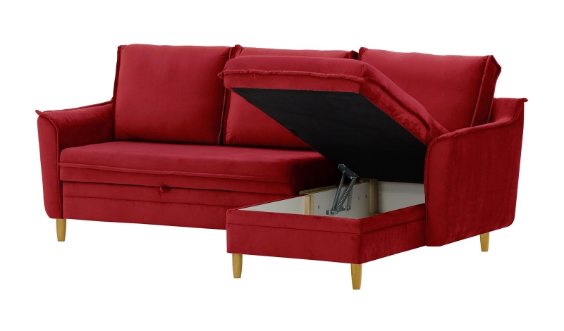 MODELL: CARMEN ECKSOFA MIT BETTFUNKTION UND BETTKASTEN IN SAMTSTOFF „ VELOURS “ PREMIUM