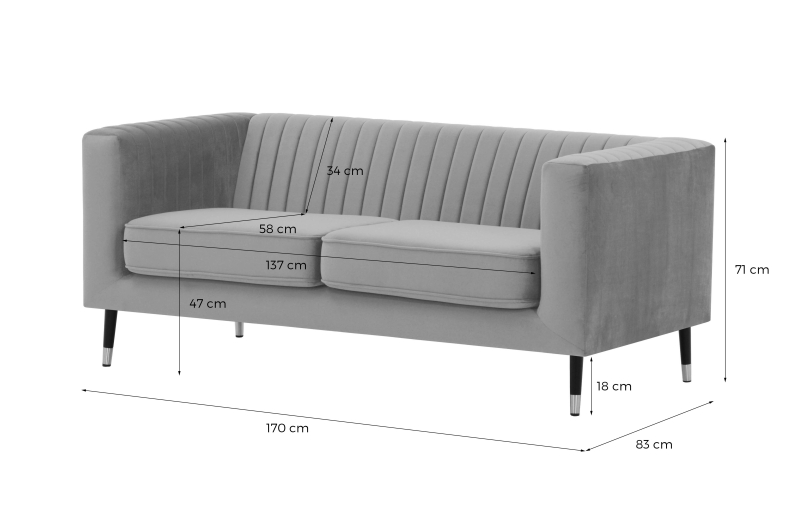 MODELL:  ENYA 2 SITZER SOFA IN SAMTSTOFF „ VELOURS “ PREMIUM