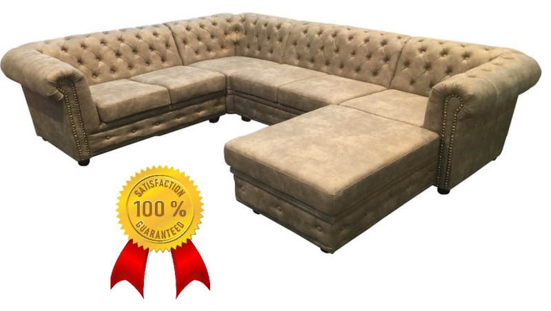 MODELL: „CHESTERFIELD XXL - WOHNLANDSCHAFT IN U-FORM" IN LEDER LOOK PREMIUM