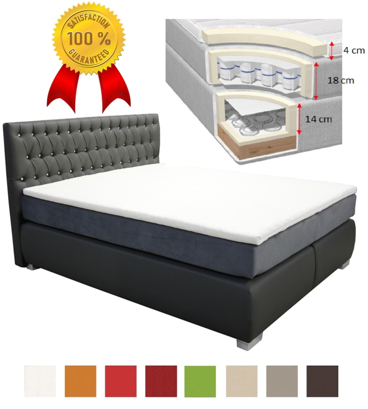 MODELL:  " DREAM" BOXSPRINGBETT MIT TOPPER 140 x 200 cm & 160 x 200 cm & 180 x 200 cm IN SAMTSTOFF VELVET PREMIUM