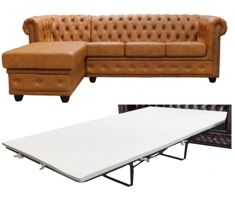 Modell " CHESTERFIELD" 3 - SITZER ECKSOFA MIT ODER OHNE BETTFUNKTION IN LEDER LOOK PREMIUM