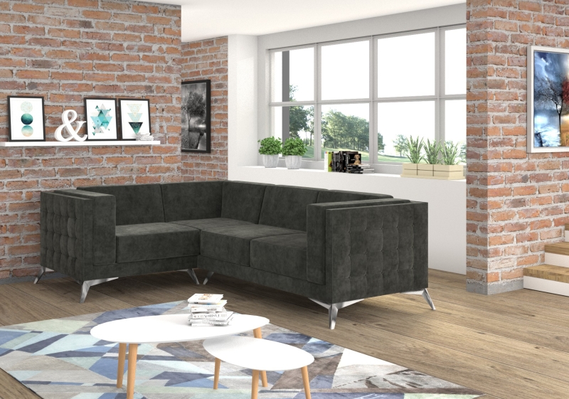 MODELL „WASHINGTON“ MODULARES ECKSOFA: 1 + 2 + 3 + (E) + 3 + 2 + 1 IN SAMTSTOFF VELVET PREMIUM