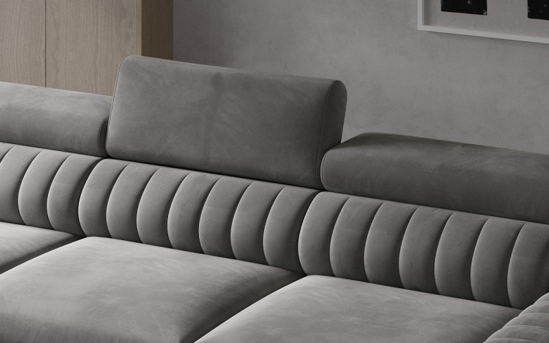 MODELL „LARGO “ ECKSOFA MIT BETTFUNKTION IN STOFF „VELVET“ PREMIUM