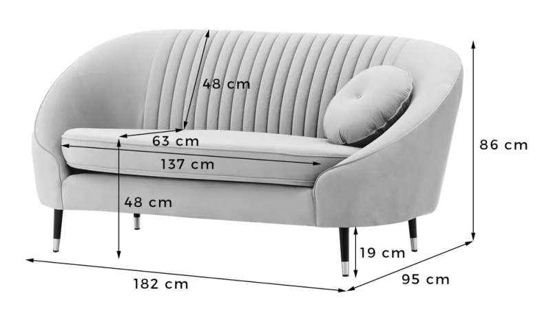 MODELL:  Mademoiselle mit Rippenstruktur 2 SITZER SOFA IN SAMTSTOFF „ VELOURS “ PREMIUM