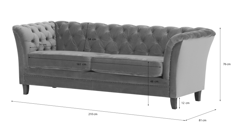 MODELL: "NEW YORK" 3-SITZER SOFA IN SAMTSTOFF „ VELOURS “ PREMIUM