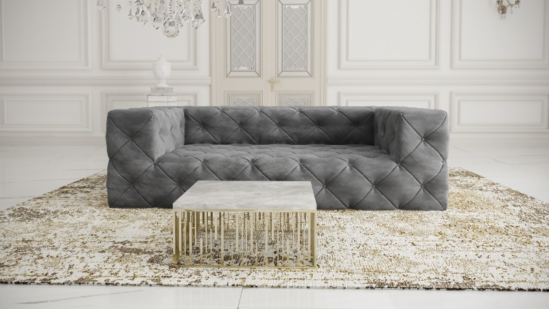 MODELL "CHESTERFIELD PLATINUM" 3 SITZER SOFA IN SAMTSTOFF VELVET !