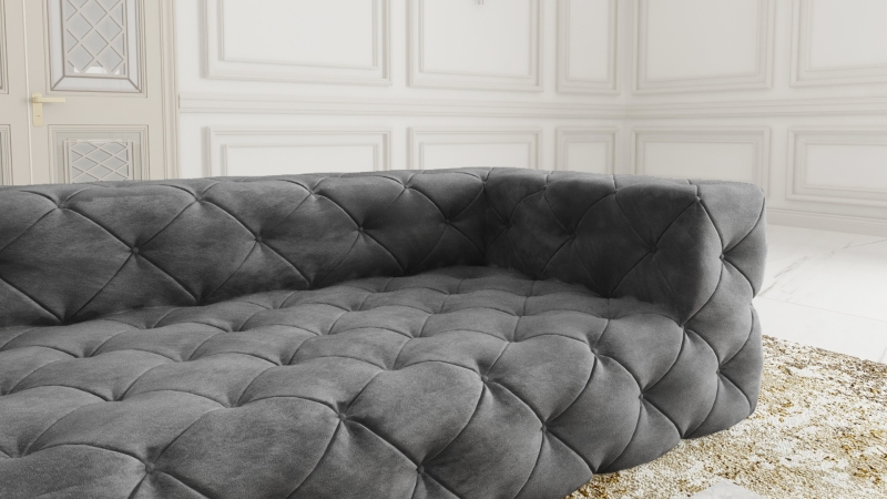 MODELL "CHESTERFIELD PLATINUM" 3 SITZER SOFA IN SAMTSTOFF VELVET !