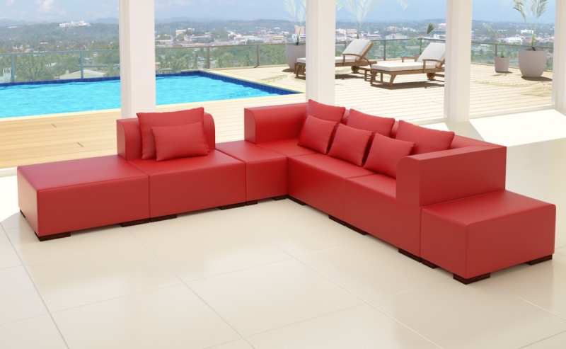 Modell VICTORIA: LEDER LOOK - MODULARES SOFA