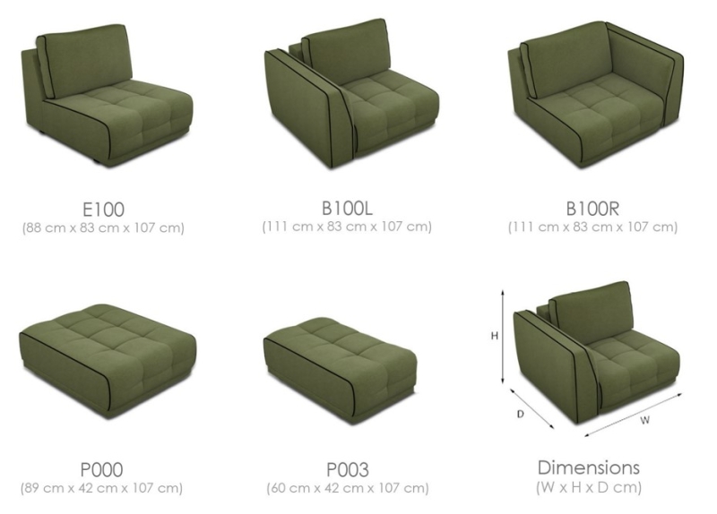 MODELL "DIELO" MODULARES SOFA IN STOFF wie abgebildet !