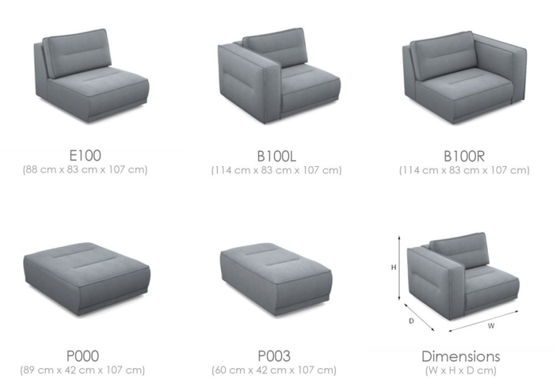 MODELL "PANORAMA" MODULARES SOFA IN STOFF wie abgebildet !