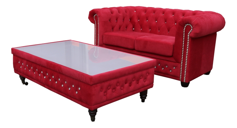 MODELL CHESTERFIELD COUCHTISCH, KAFFEETISCH, BEISTELLTISCH IN STOFF VELVET (*) / MESSENEUHEIT !