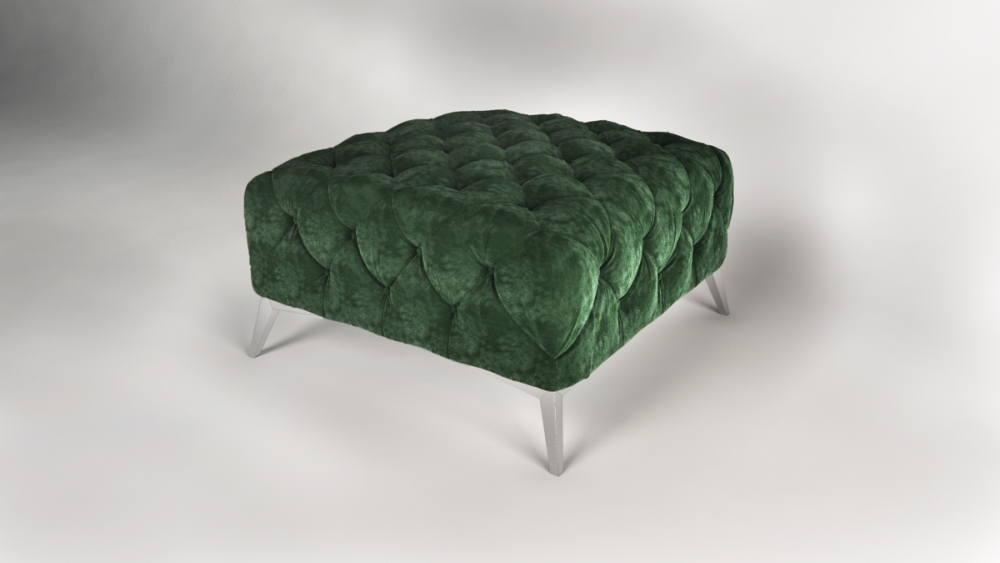 Modell " CHESTERFIELD ROYAL" HOCKER  (80 x 80 cm) IN STOFF SAMT PREMIUM