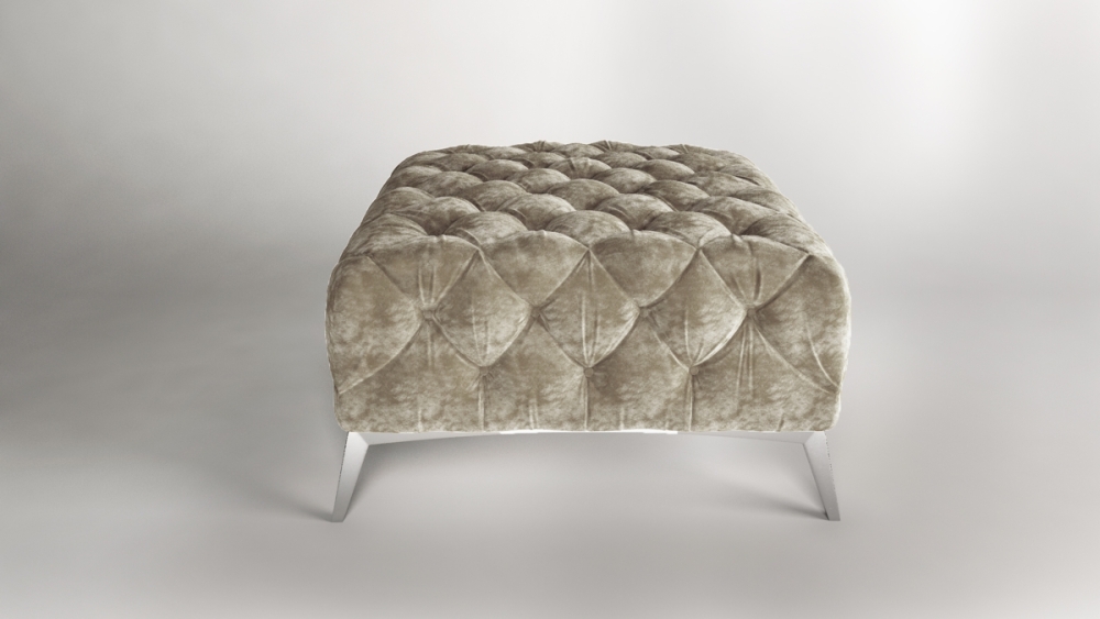 Modell " CHESTERFIELD ROYAL" HOCKER  (80 x 80 cm) IN STOFF SAMT PREMIUM