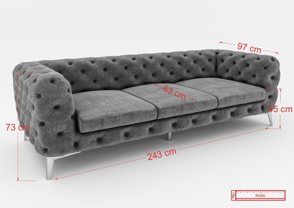 Modell "CHESTERFIELD ROYAL" 3-SITZER SOFA IN STOFF SAMT PREMIUM