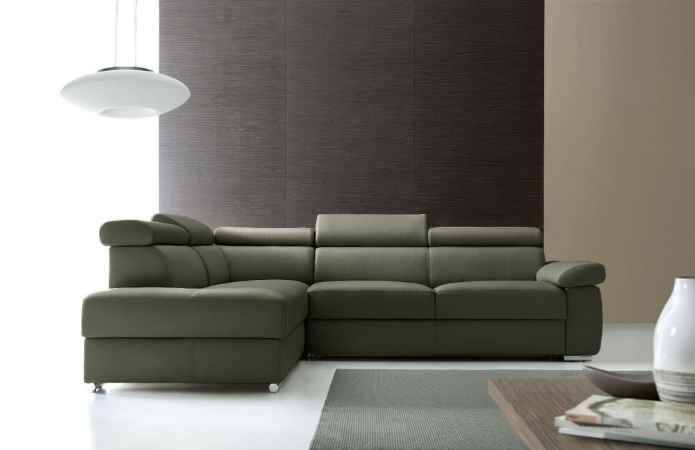 MODELL "ZOOM", ECKSOFA MIT BETTFUNKTION UND STAURAUM , IN ECHTLEDER ( NATURELLE , freie Farbwahl ) !