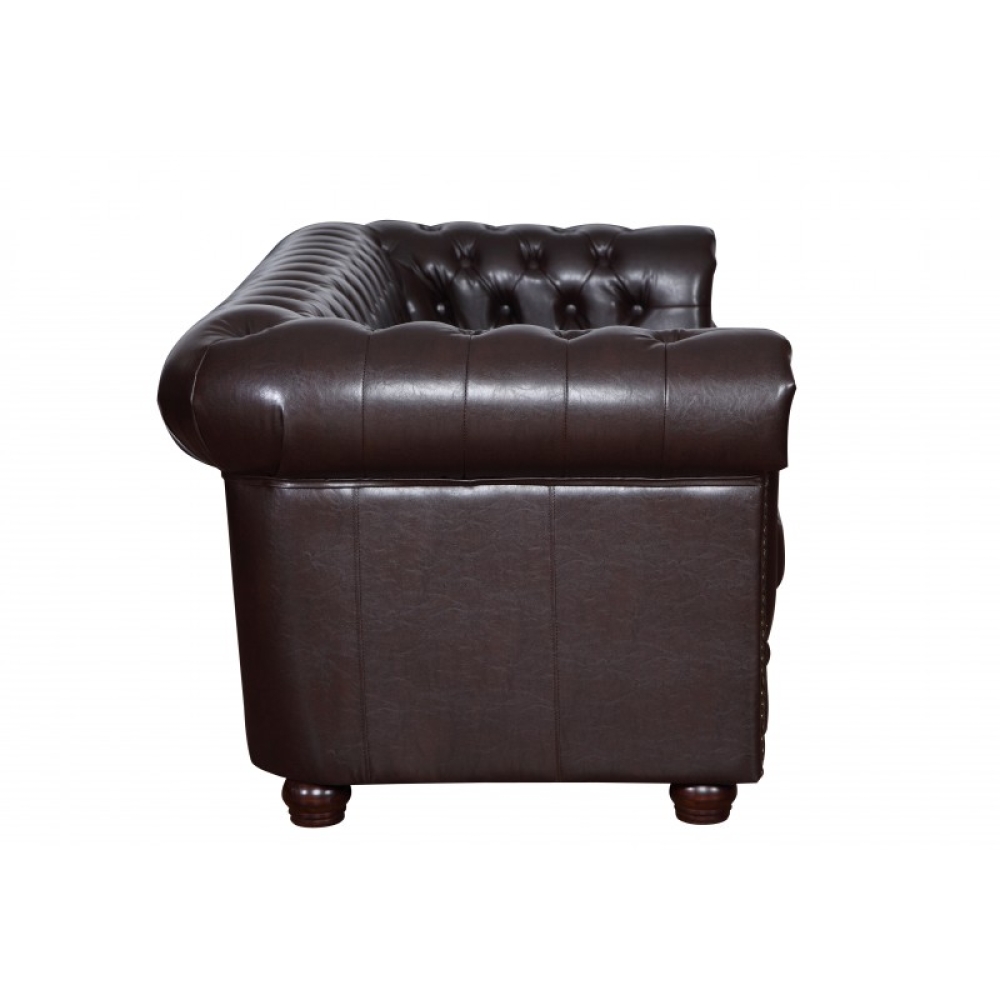 MODELL: " CHESTERFIELD" 3 - SITZER SOFA MIT BETTFUNKTION IN LEDER LOOK PREMIUM