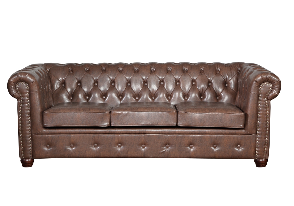 MODELL:  " CHESTERFIELD CLASSIC “  HOCKER - KLEIN ( 75 X 70 cm ) IN  LEDER LOOK PREMIUM