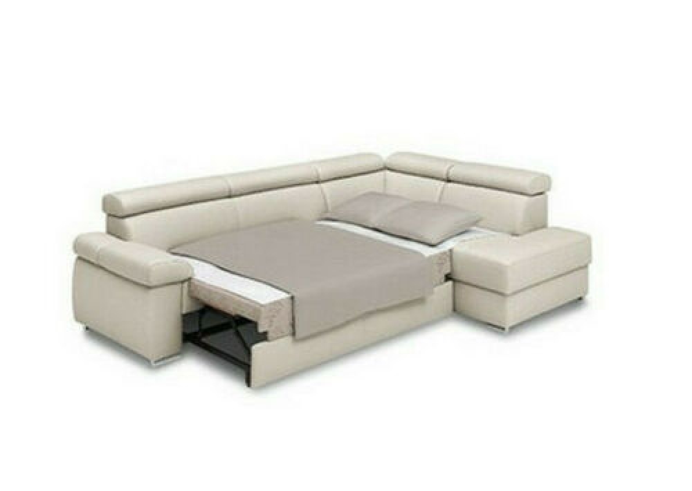 MODELL "ZOOM", ECKSOFA MIT BETTFUNKTION UND STAURAUM , IN ECHTLEDER ( NATURELLE , freie Farbwahl ) !