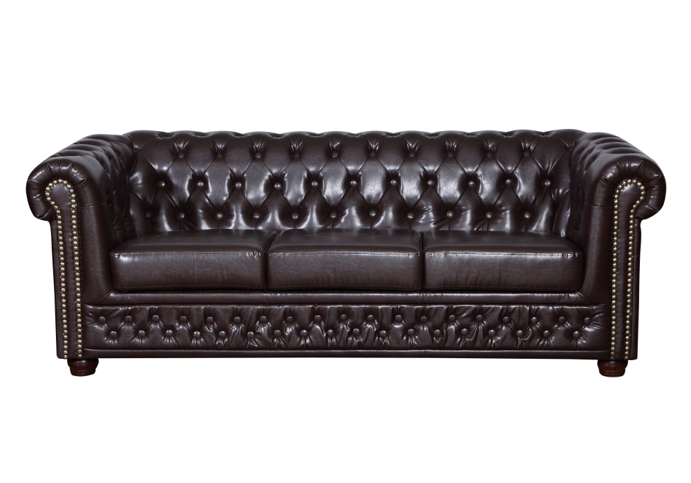 MODELL: " CHESTERFIELD" 3 - SITZER SOFA MIT BETTFUNKTION IN LEDER LOOK PREMIUM