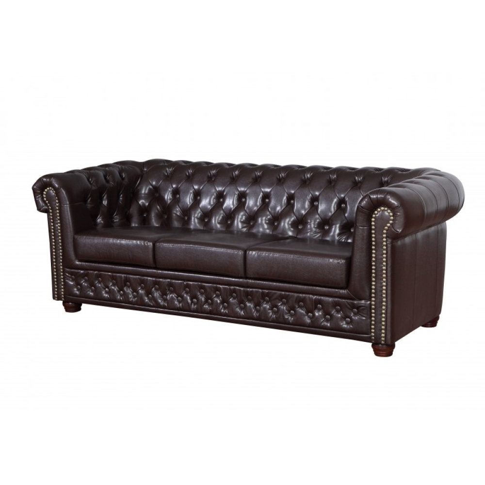 MODELL: " CHESTERFIELD" 3 - SITZER SOFA MIT BETTFUNKTION IN LEDER LOOK PREMIUM