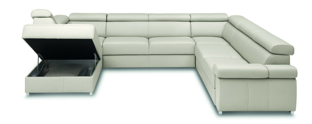 MODELL "ZOOM", ECKSOFA 1BK+E+2,5BK+E+3F MIT BETTFUNKTION UND STAURAUM , IN ECHTLEDER ( NATURELLE , freie Farbwahl ) !