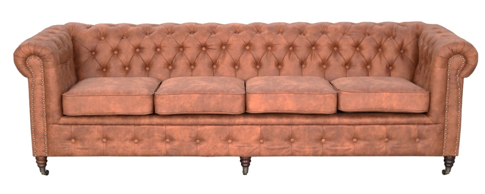 MODELL CHESTERFIELD 4 SITZER SOFA  IN LEDER LOOK PREMIUM