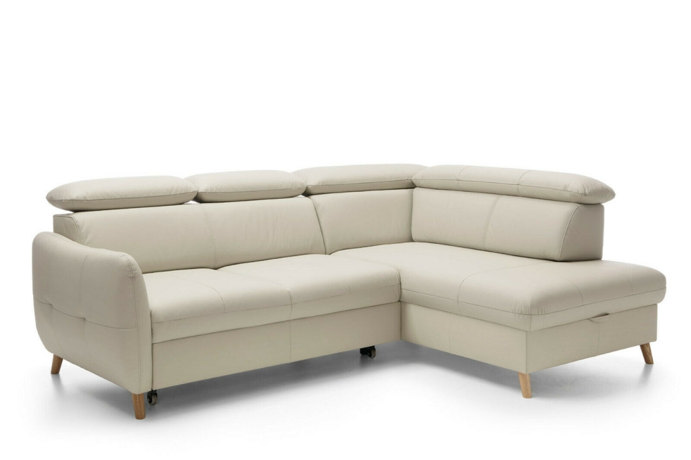 MODELL "HUGO", ECKSOFA MIT BETTFUNKTION UND STAURAUM IN ECHTLEDER ( EVOLUTION , freie Farbwahl ) !