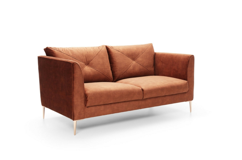 MODELL "FARINA", 2-SITZER SOFA IN TERRACOTTA STOFF ( ADORE, freie Farbwahl ) !