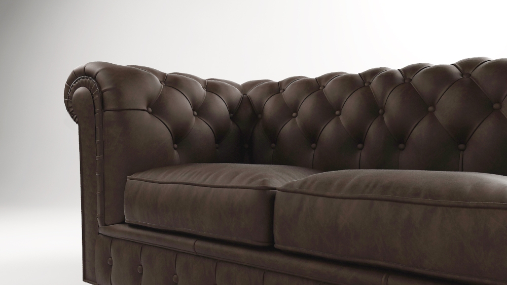 MODELL:  " CHESTERFIELD MOCCA " 2-SITZER SOFA IN STOFF "AMORE" PREMIUM