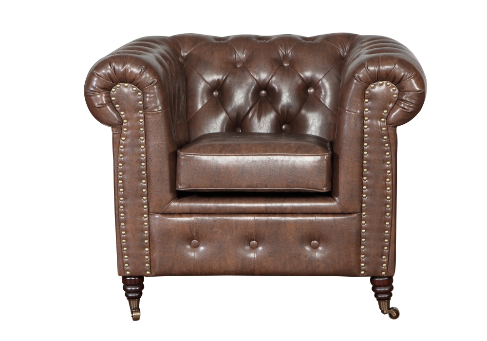 MODELL:  " CHESTERFIELD CLASSIC “ HOCKER KLEIN ( 75 x 70 cm ) IN  INDUSTRIAL STYLE LEDER LOOK PREMIUM *)