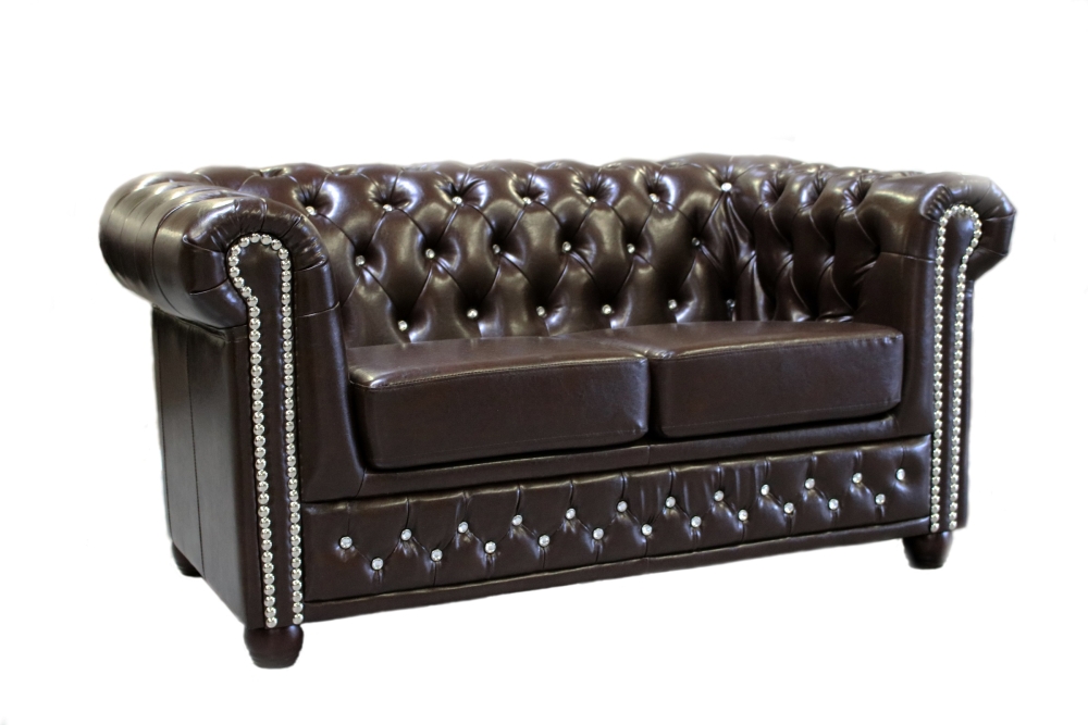 MODELL:  " CHESTERFIELD “  2 - SITZER SOFA IN  LEDER LOOK  PREMIUM