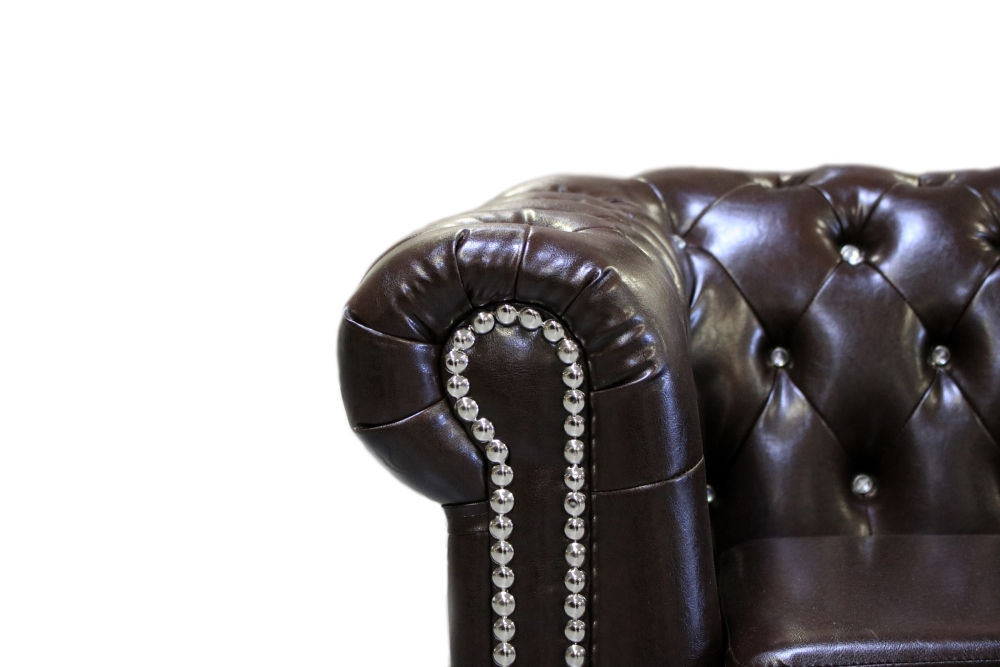 MODELL: " CHESTERFIELD" 3 - SITZER SOFA MIT BETTFUNKTION IN LEDER LOOK PREMIUM