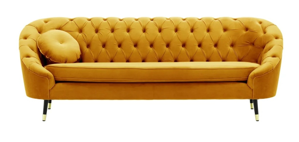 MODELL:  Mademoiselle mit Chesterfield-Steppung 3-SITZER SOFA IN SAMTSTOFF „ VELOURS “ PREMIUM