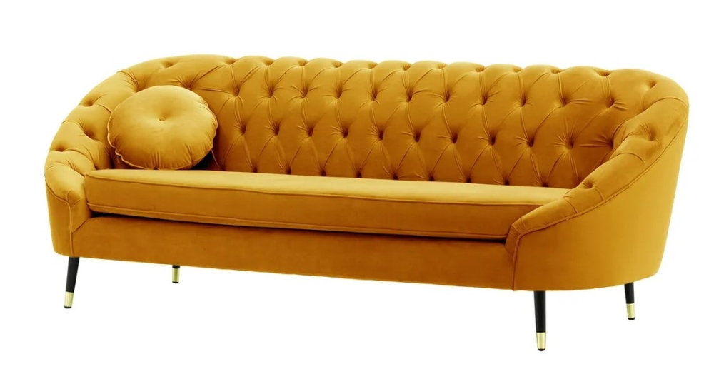 MODELL:  Mademoiselle mit Chesterfield-Steppung 3-SITZER SOFA IN SAMTSTOFF „ VELOURS “ PREMIUM