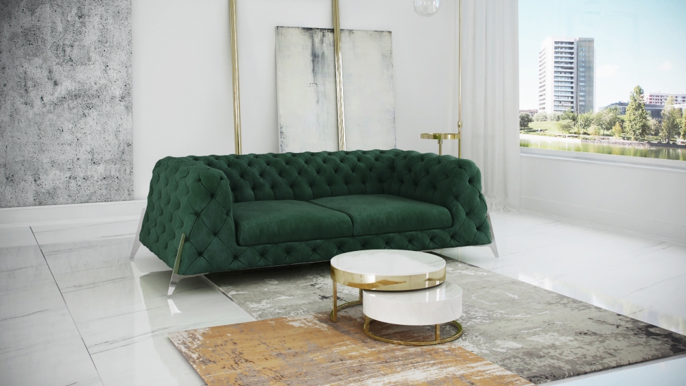 MODELL "CHESTERFIELD KING" 2 SITZER SOFA IN SAMTSTOFF PREMIUM