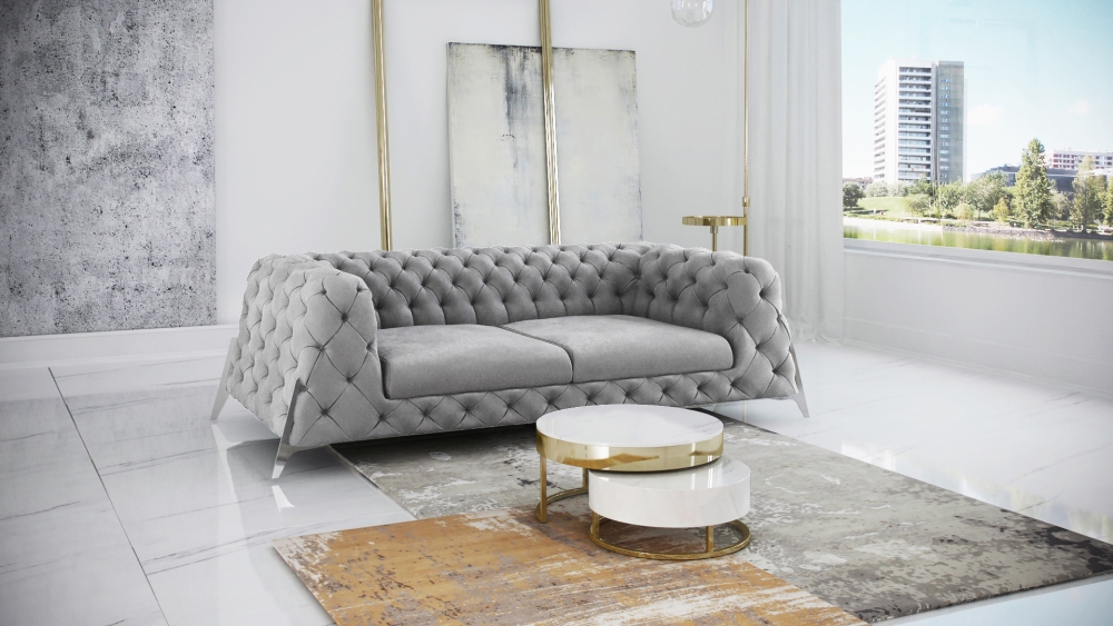 MODELL "CHESTERFIELD KING" 2 SITZER SOFA IN SAMTSTOFF PREMIUM