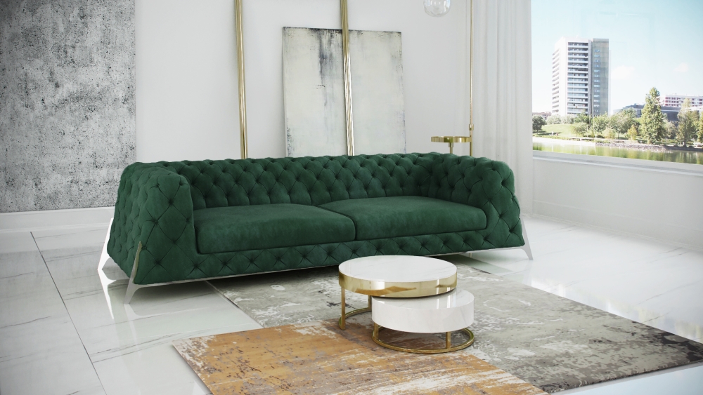 MODELL "CHESTERFIELD KING" 3 SITZER SOFA IN SAMTSTOFF PREMIUM