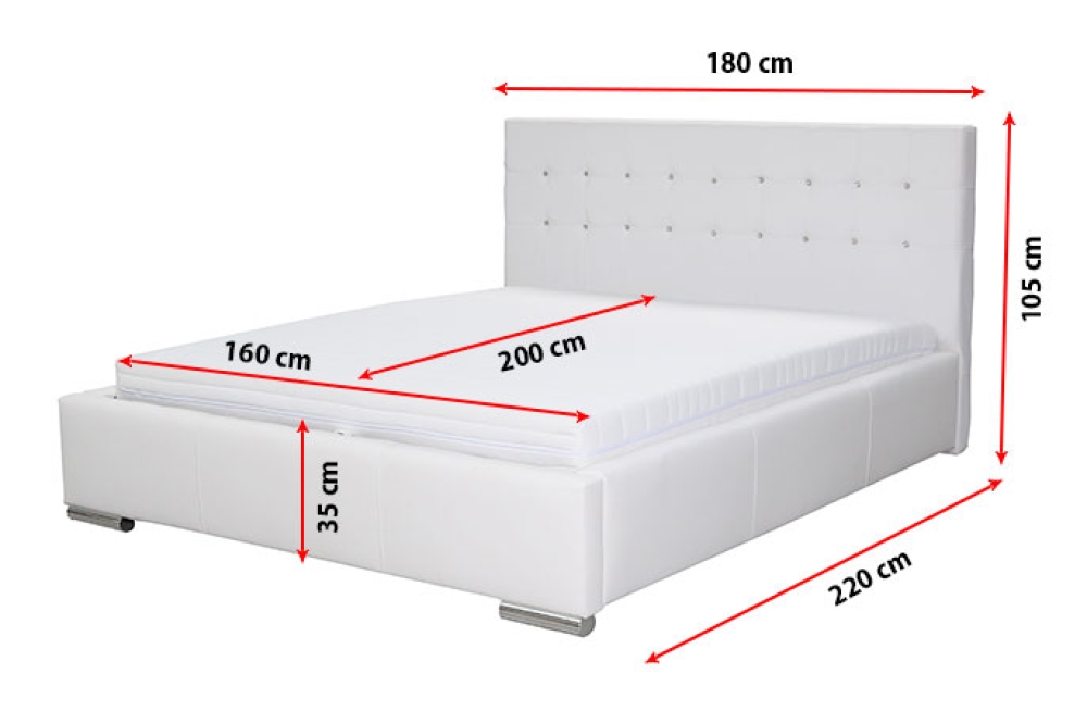 MODELL:  " CLEOPATRA "  BETT MIT VERSTELLBAREN LATTENRAHMEN, MATRATZE, BETTKASTEN:  140 x 200 cm & 160 x 200 cm & 180 x 200 cm IN LEDER LOOK PREMIUM