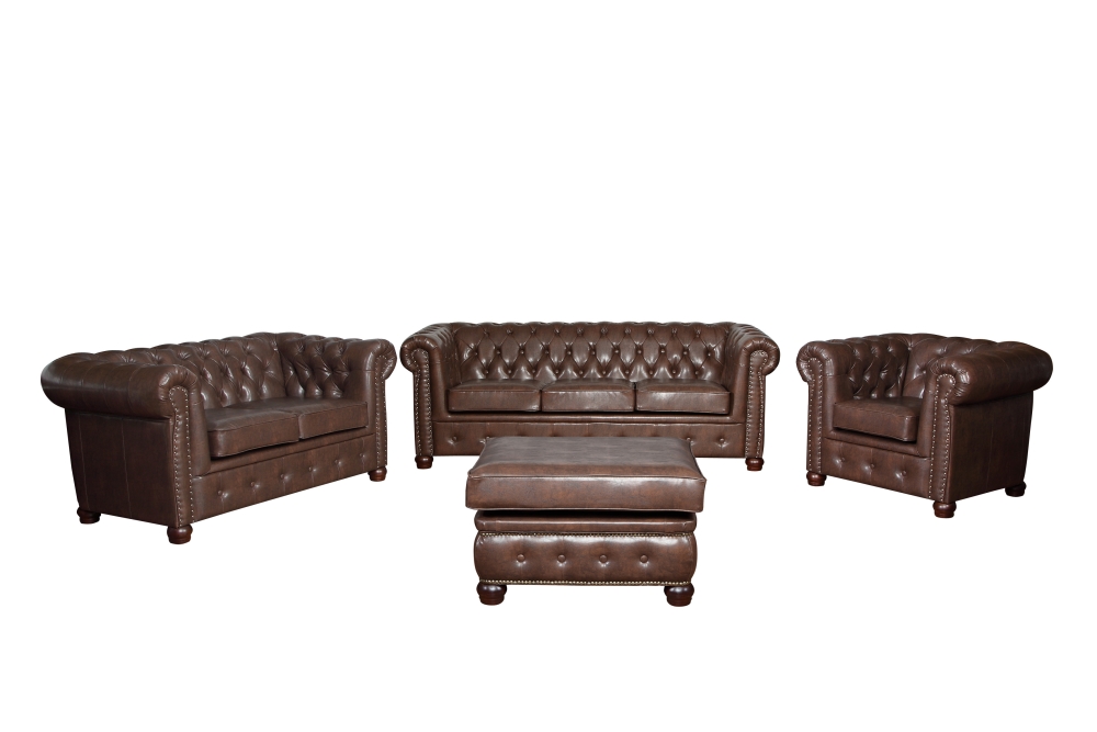 MODELL:  " CHESTERFIELD CLASSIC “  3 - SITZER SOFA IN  LEDER LOOK PREMIUM