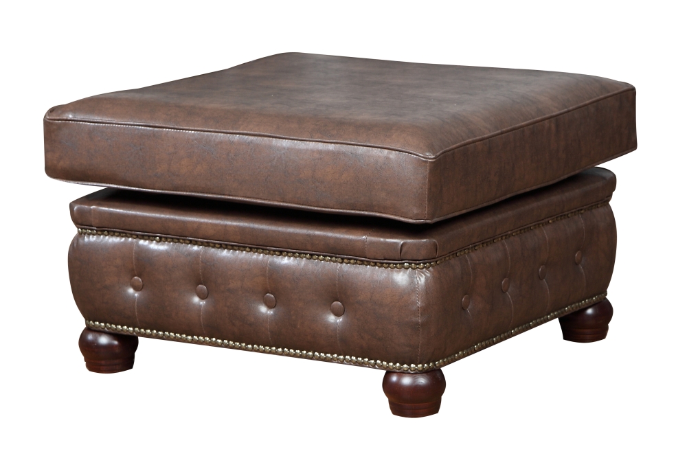 MODELL:  " CHESTERFIELD CLASSIC “  HOCKER - GROSS ( 100 x 100 cm ) IN  LEDER LOOK PREMIUM