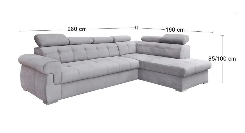 MODELL: "ATLANTIS" ECKSOFA IN L-FORM IN SAMTSTOFF