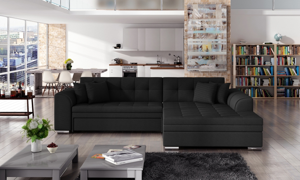 MODELL „BENEDETTO “ ECKSOFA MIT BETTFUNKTION IN STOFF „VELVET“ PREMIUM