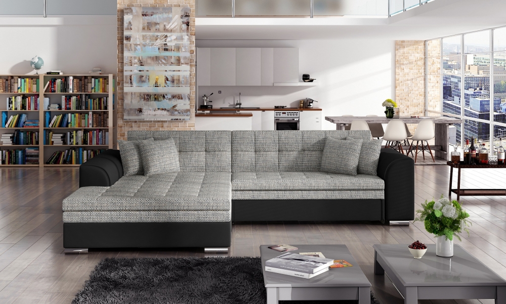 MODELL „BENEDETTO “ ECKSOFA MIT BETTFUNKTION IN STOFF „VELVET“ PREMIUM