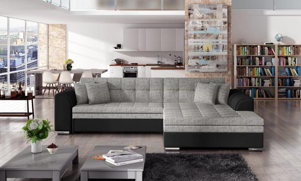 MODELL „BENEDETTO “ ECKSOFA MIT BETTFUNKTION IN STOFF „VELVET“ PREMIUM