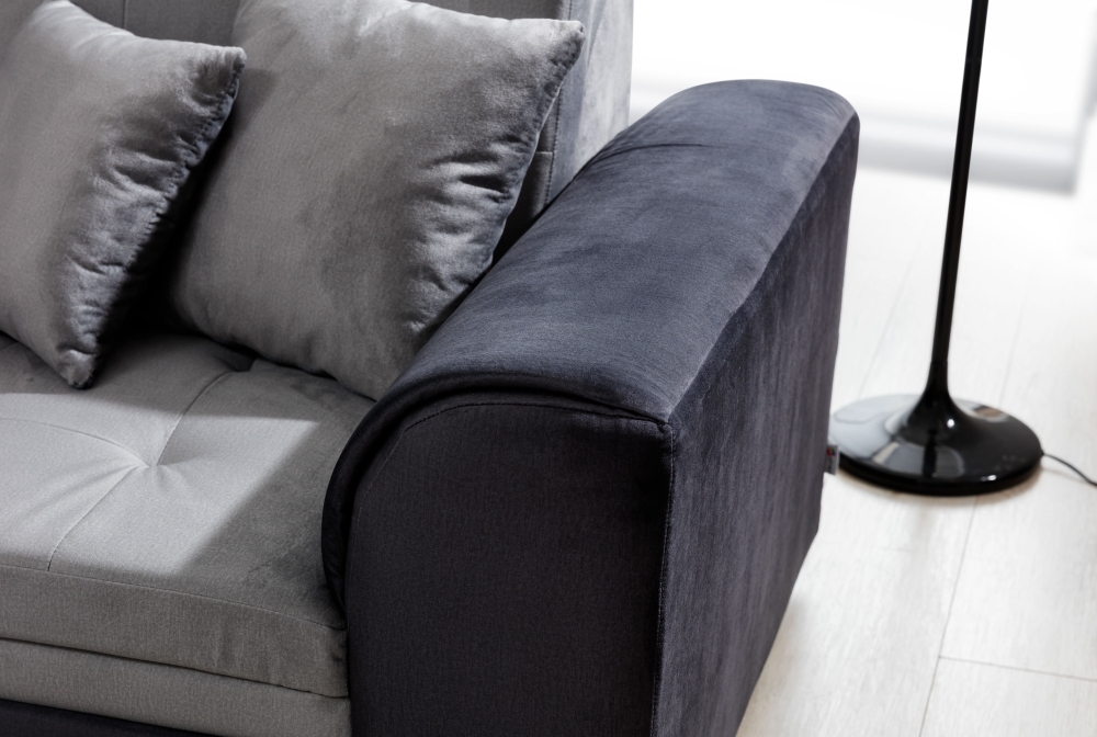 MODELL „BENEDETTO “ ECKSOFA MIT BETTFUNKTION IN STOFF „VELVET“ PREMIUM