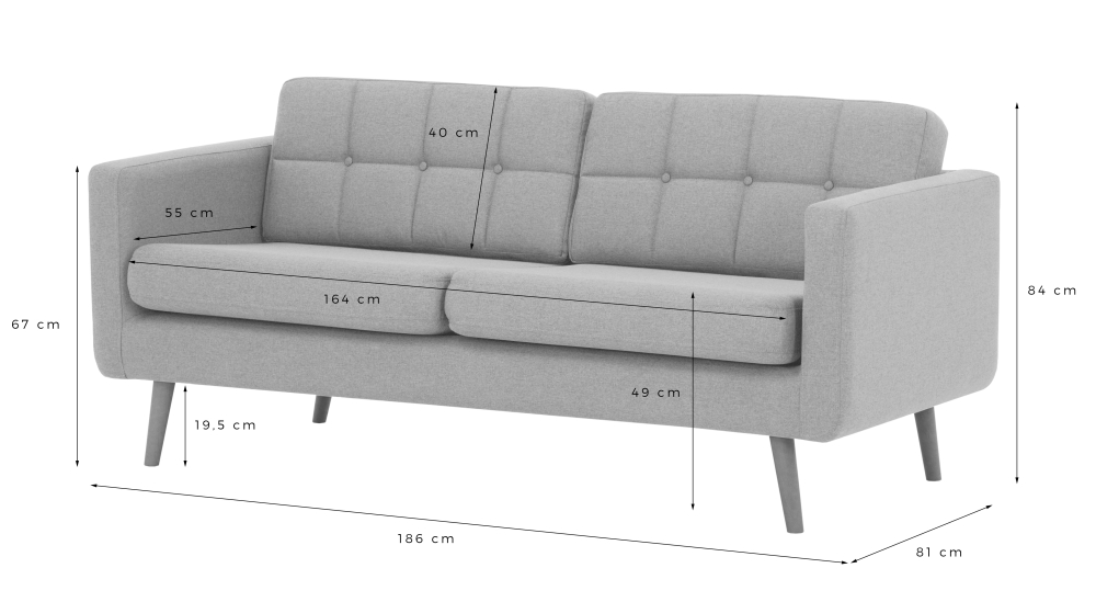 MODELL: TRIEST 3 SITZER SOFA IN SAMTSTOFF „ VELOURS “ PREMIUM